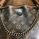 The Peacock - Vintage Monogram Hobo Crossbody in Caramel - Antique Brass Hardware
