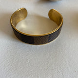 Gold-toned Adjustable Bracelet Cuff in Damier Print