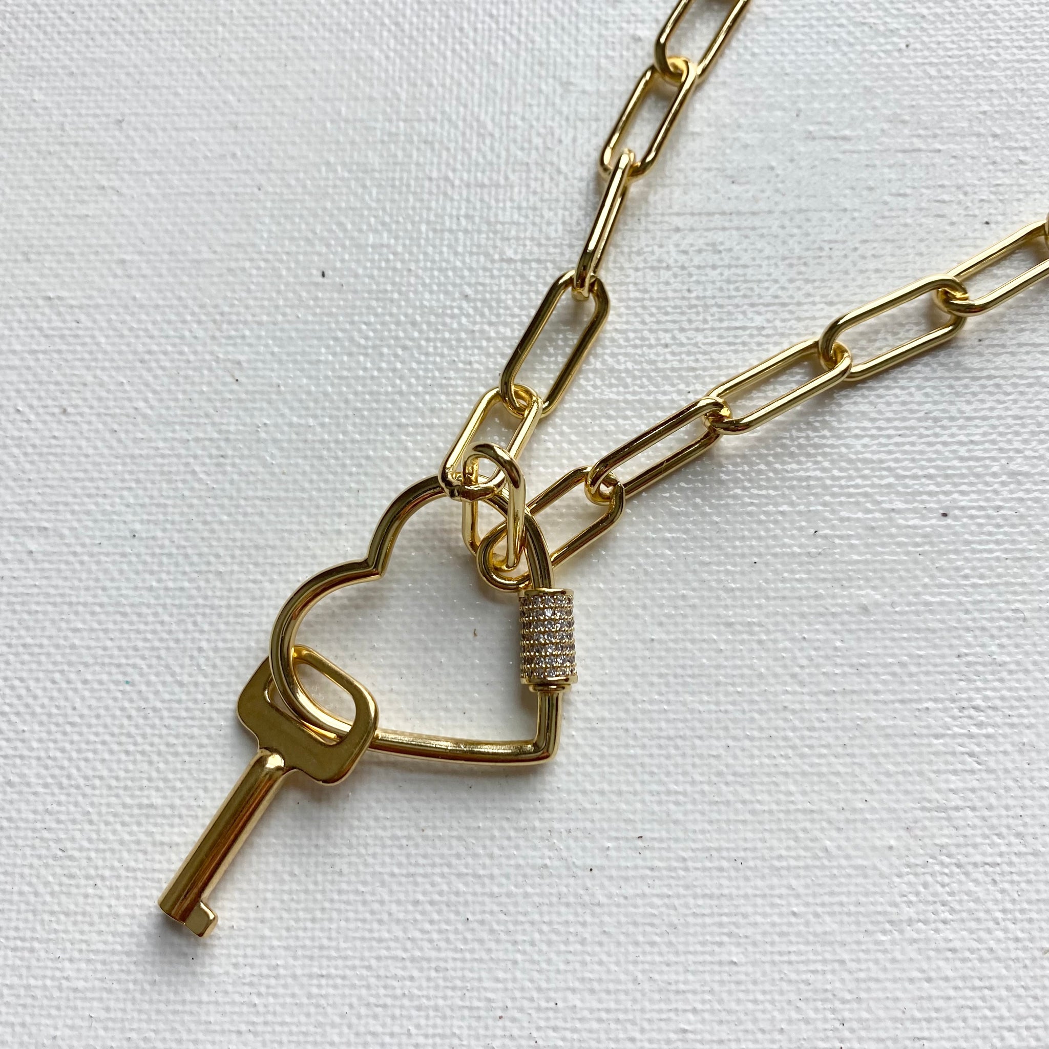 Authentic LV Key on Gold-Filled Paperclip Chain with Heart – Beauty Bird  Vintage