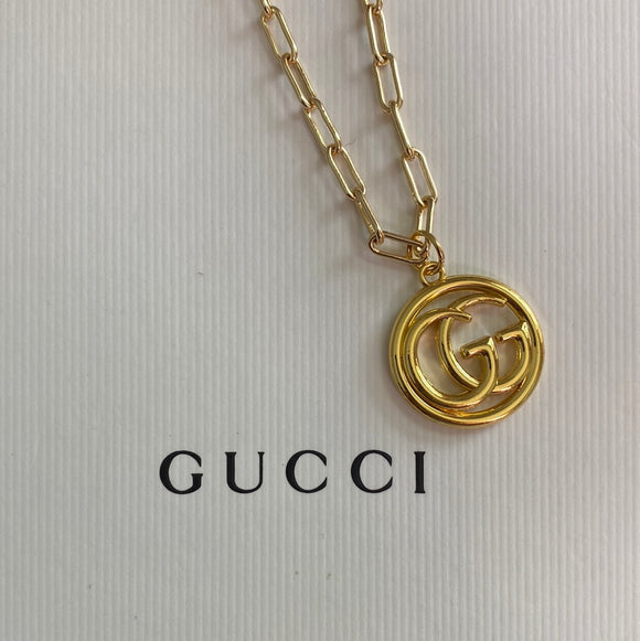 GG Zipper Pull on on Small Gold-Filled Paperclip Chain