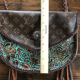The Peacock Messenger - Vintage Monogram with Turquoise