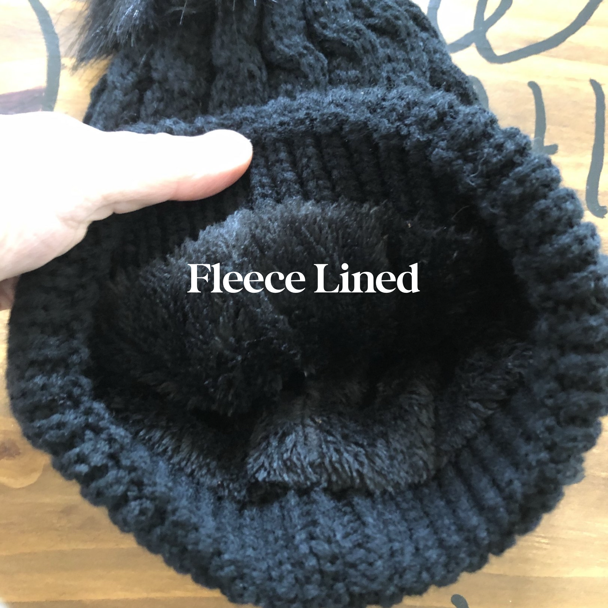 Pom-Pom Beanie Hat - Upcycled LV Patch in Monogram