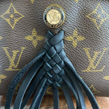 The Junco Crossbody Bag - Vintage Monogram in Black Fringe