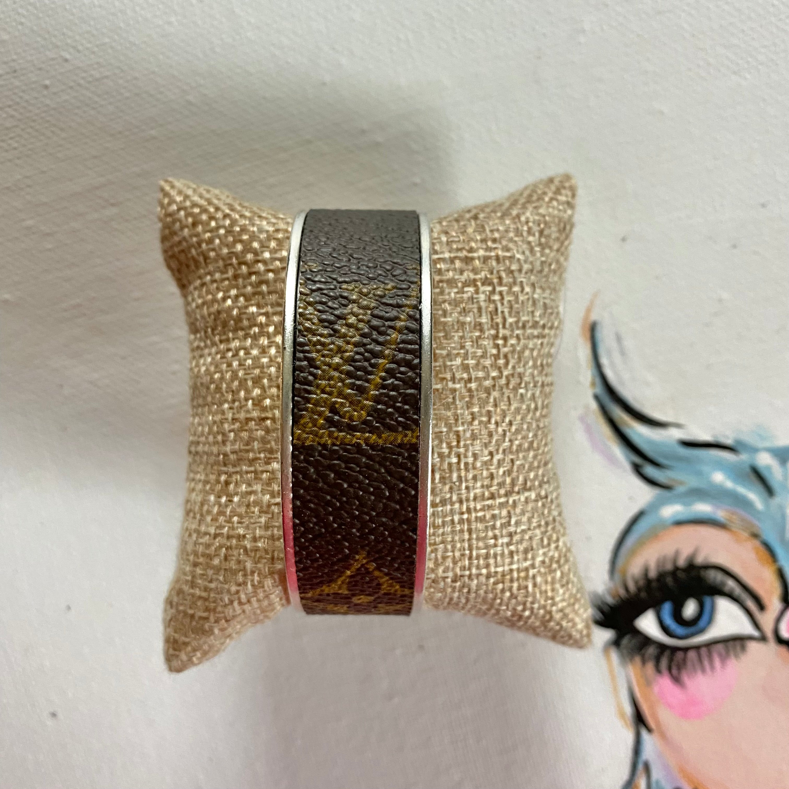 Adjustable Bracelet Cuff in Upcycled LV Monogram