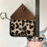 The Chickadee - Leopard Print Vintage Card Holder (Monogram Back/Flap)