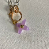 Purple LV Quatrefoil Charm Necklace with fun Rose Gold Clasp