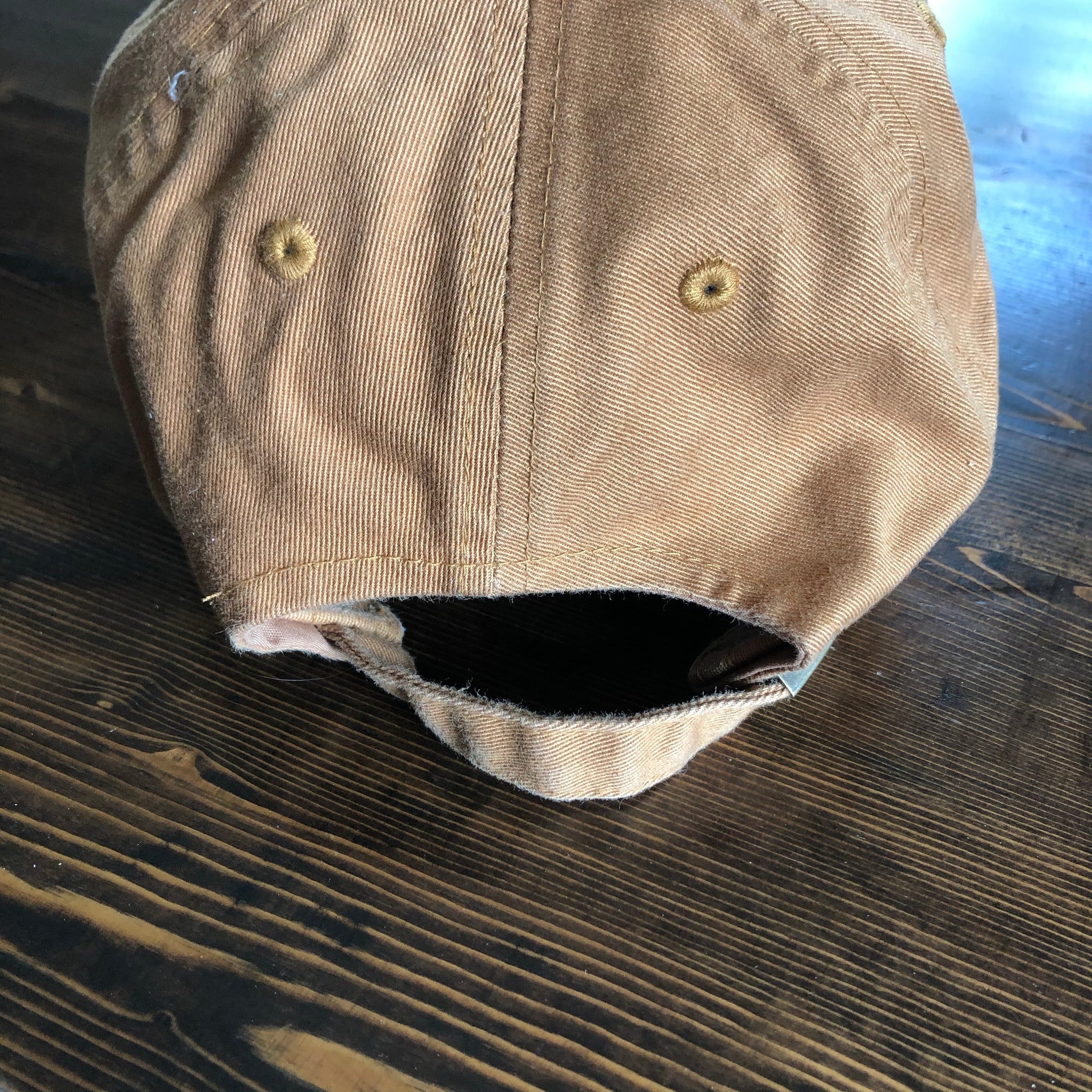 Upcycled LV Patch on Distressed Cognac Hat – Beauty Bird Vintage display picture 2