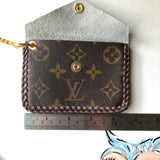 The Chickadee-Golden Cowhide Vintage Card Holder (Monogram Front)