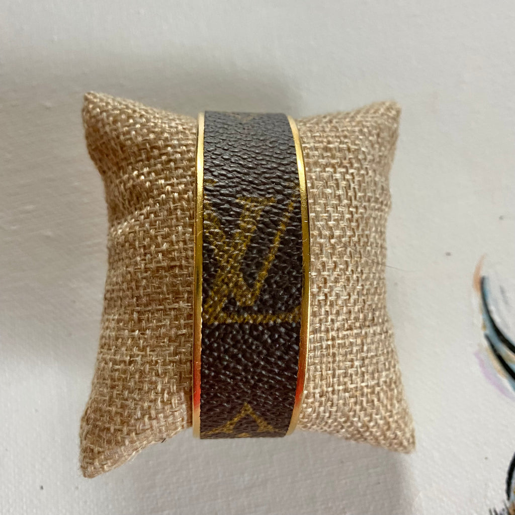 Adjustable Bracelet Cuff in Upcycled LV Monogram