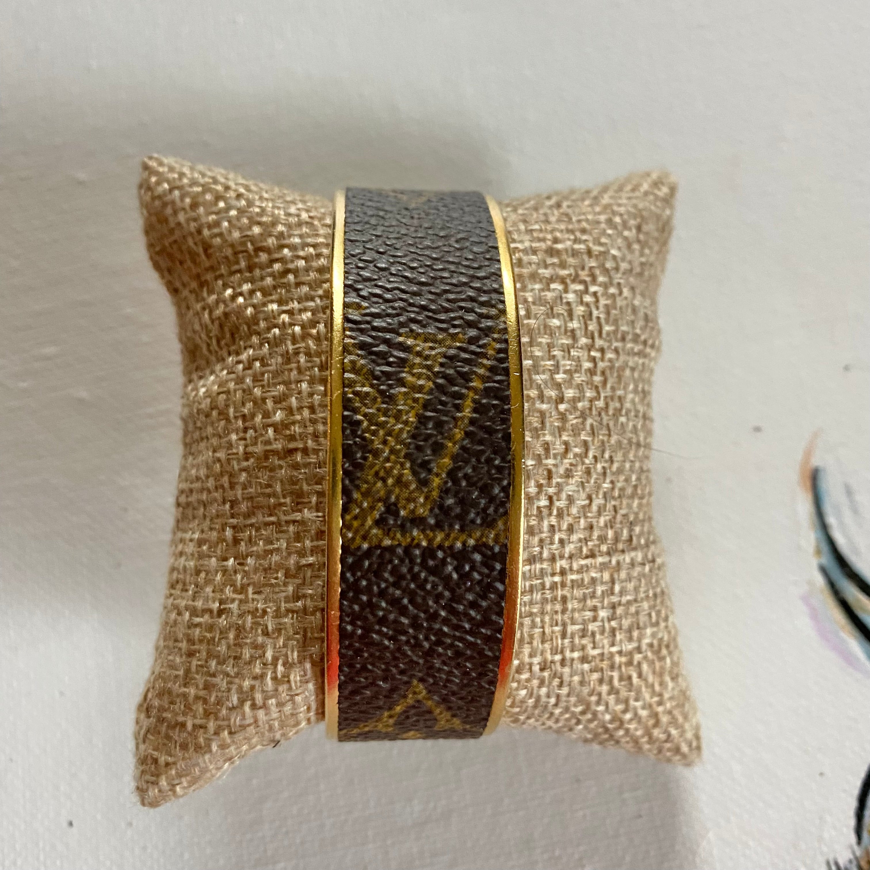 Adjustable Bracelet Cuff in Upcycled LV Monogram