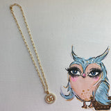 Blingy Circle GG Zipper Pull on Gold-Filled Paperclip Chain Necklace