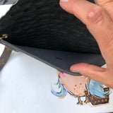 The Wren - Black Vintage Wristlet Bag | Upcycled