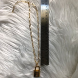 Key to My Heart Brass Padlock Paperclip Chain Necklace