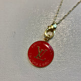 Hot Pink LV Zipper Pull on Dainty Gold-Filled Paperclip Chain