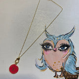 Hot Pink LV Zipper Pull on Dainty Gold-Filled Paperclip Chain