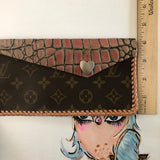 The SHORT Wren - Blush Vintage Monogram Wristlet Bag