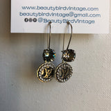 Silver Bling LV Button Earrings