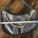 The Peacock - Vintage Monogram Black Hobo Crossbody