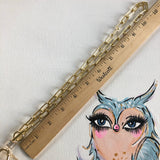 Key to My Heart Brass Padlock & Square Crystal on Paperclip Chain
