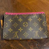 The Junco - Vintage Monogram in Hot Pink Wristlet
