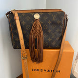 The Partridge Crossbody Bag - Vintage Monogram in Tan Fringe